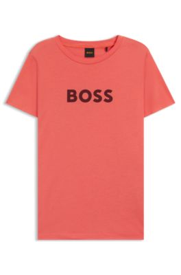 Camiseta de punto de algod&oacute;n con logotipo en contraste, Rojo claro