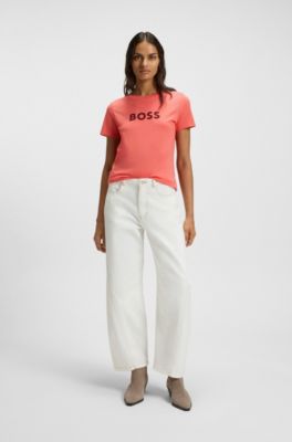 Contrast-logo T-shirt in cotton jersey, Light Red