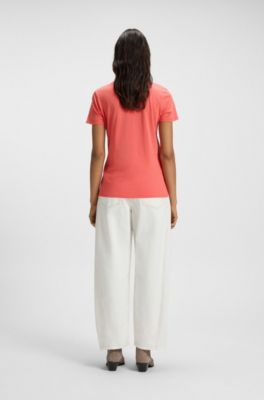 Contrast-logo T-shirt in cotton jersey, Light Red