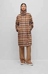 Oversize-fit checked coat with turn-lock closures, Patterned