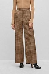 Relaxed-fit high-waisted trousers in checked material, Patterned