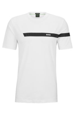 logo and BOSS Stretch-cotton stripe - T-shirt with