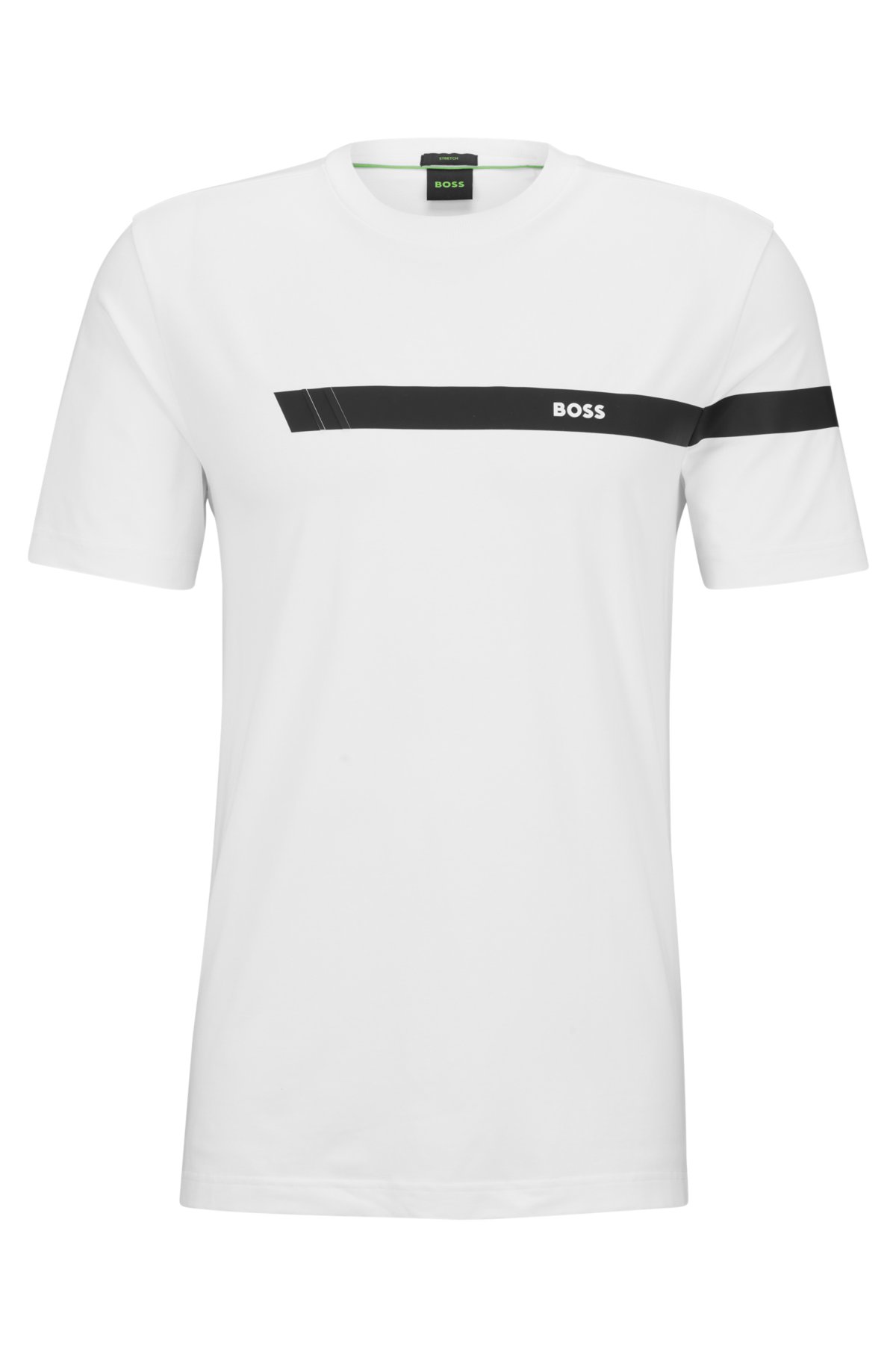 and Stretch-cotton stripe with BOSS - logo T-shirt