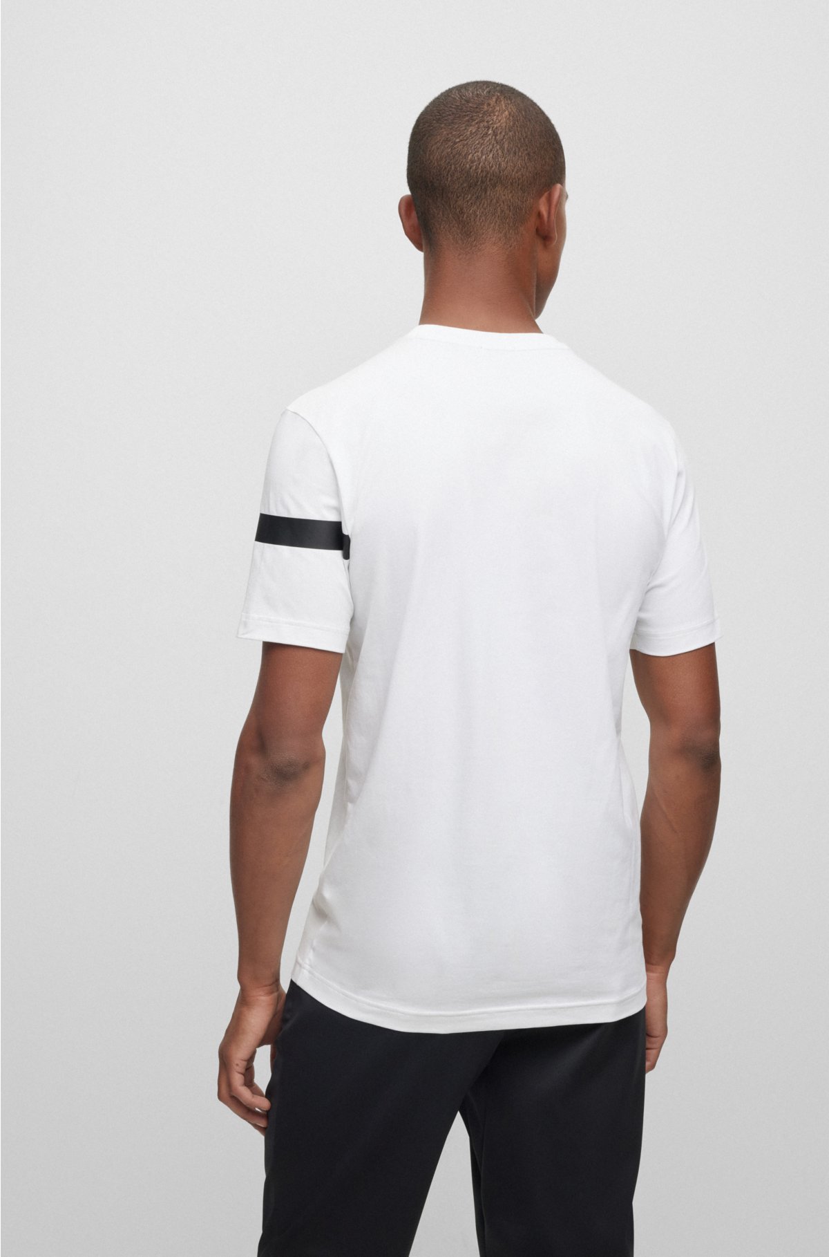 BOSS - Stretch-cotton T-shirt with and stripe logo