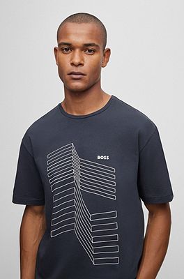 BOSS - Relaxed-fit T-shirt in with artwork cotton stretch logo