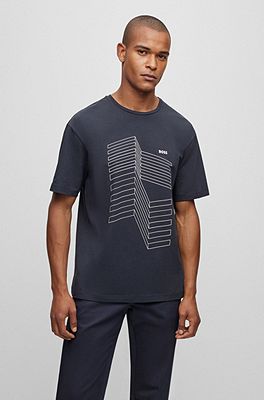 BOSS - Relaxed-fit T-shirt in stretch cotton with logo artwork