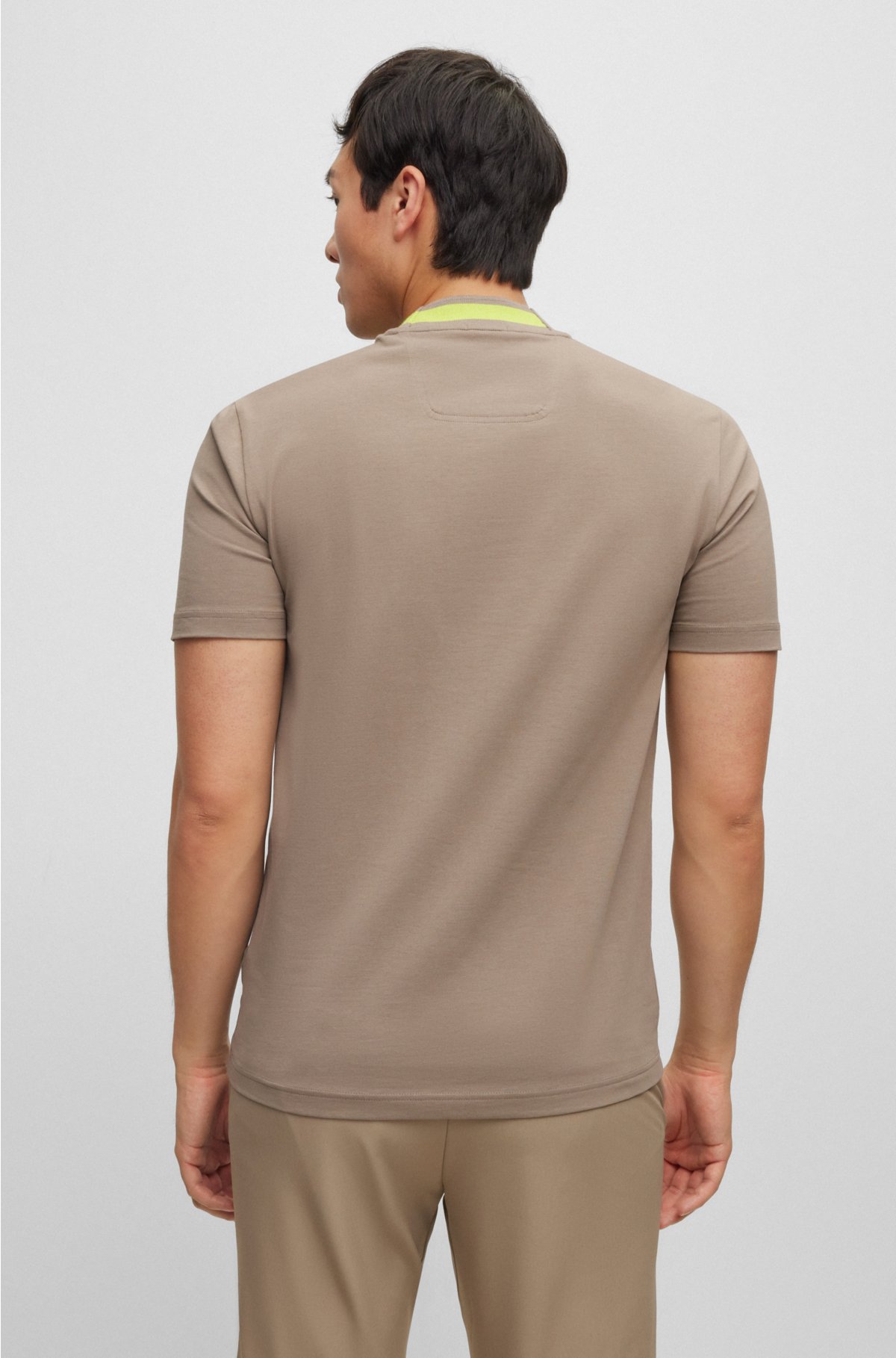 Luxe-T Men's Logo Stripe Collar Cuff T-Shirt Grey / 3X