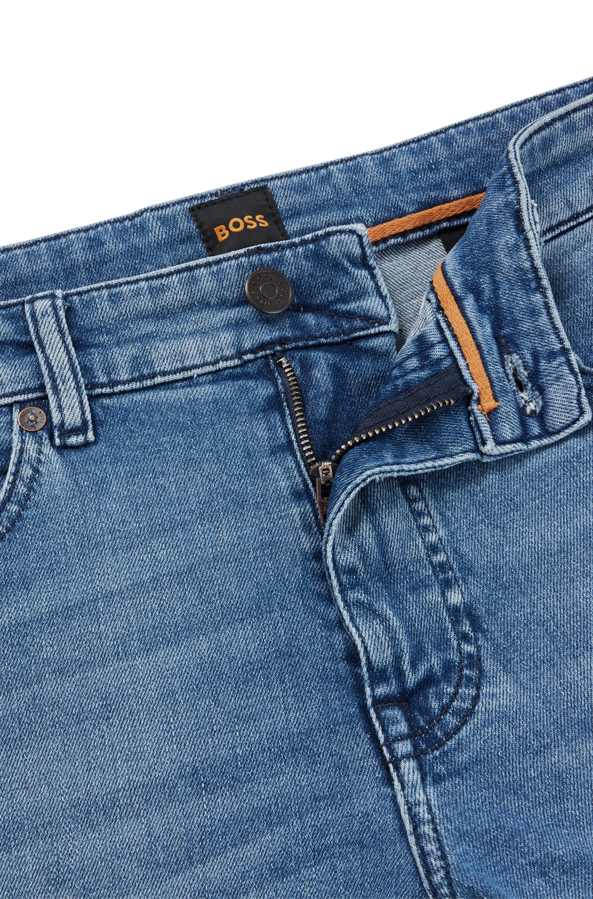 På forhånd masser Skælde ud BOSS - Slim-fit jeans in blue comfort-stretch denim