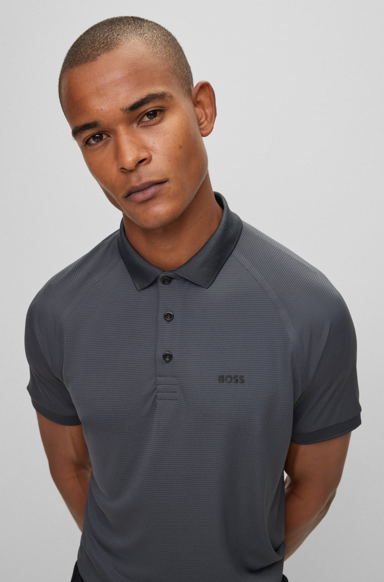 Slim-fit polo shirt structured jersey