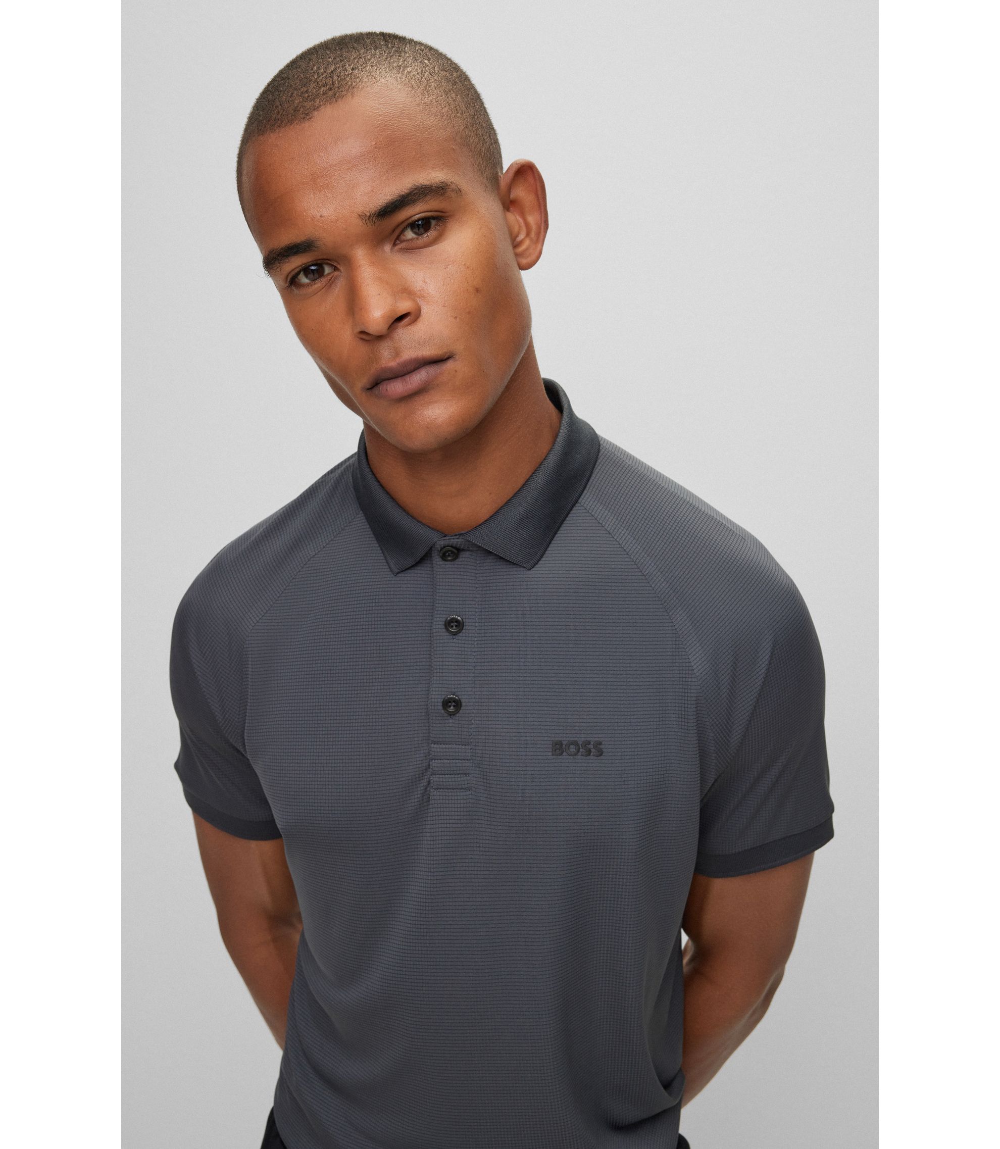 HUGO BOSS ポロシャツ BOSS サイズL グレー GOLF BOSS Golf - Matteo Berrettini V Neck Polo - Spring 2025