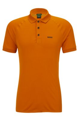 BOSS Slim fit polo shirt in structured jersey Dark Yellow