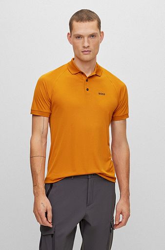Slim-fit polo shirt in structured jersey, Dark Yellow