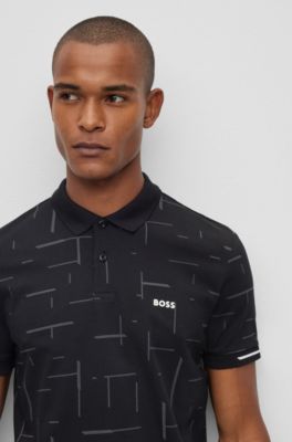 BOSS Cottonjersey polo shirt with tonal printed pattern