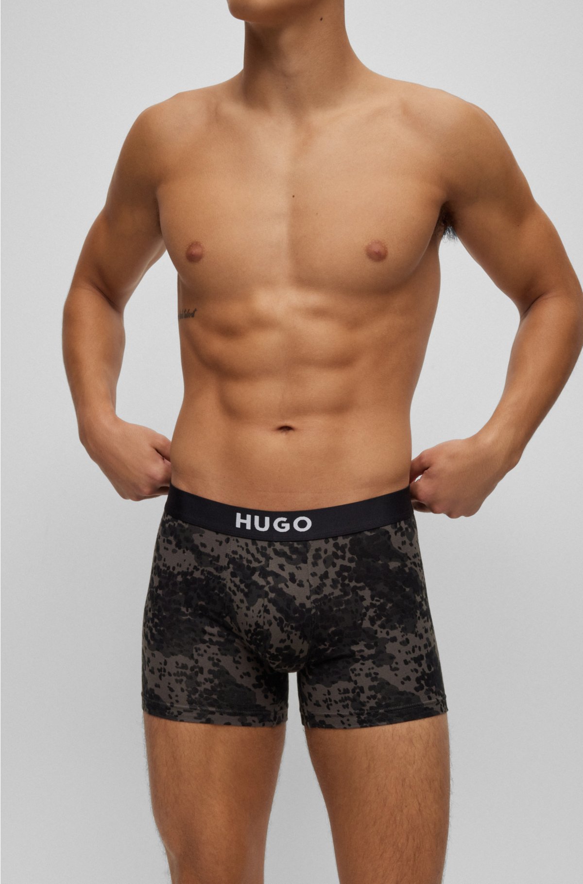Two-pack of boxer briefs with logo waistbands, Patterned