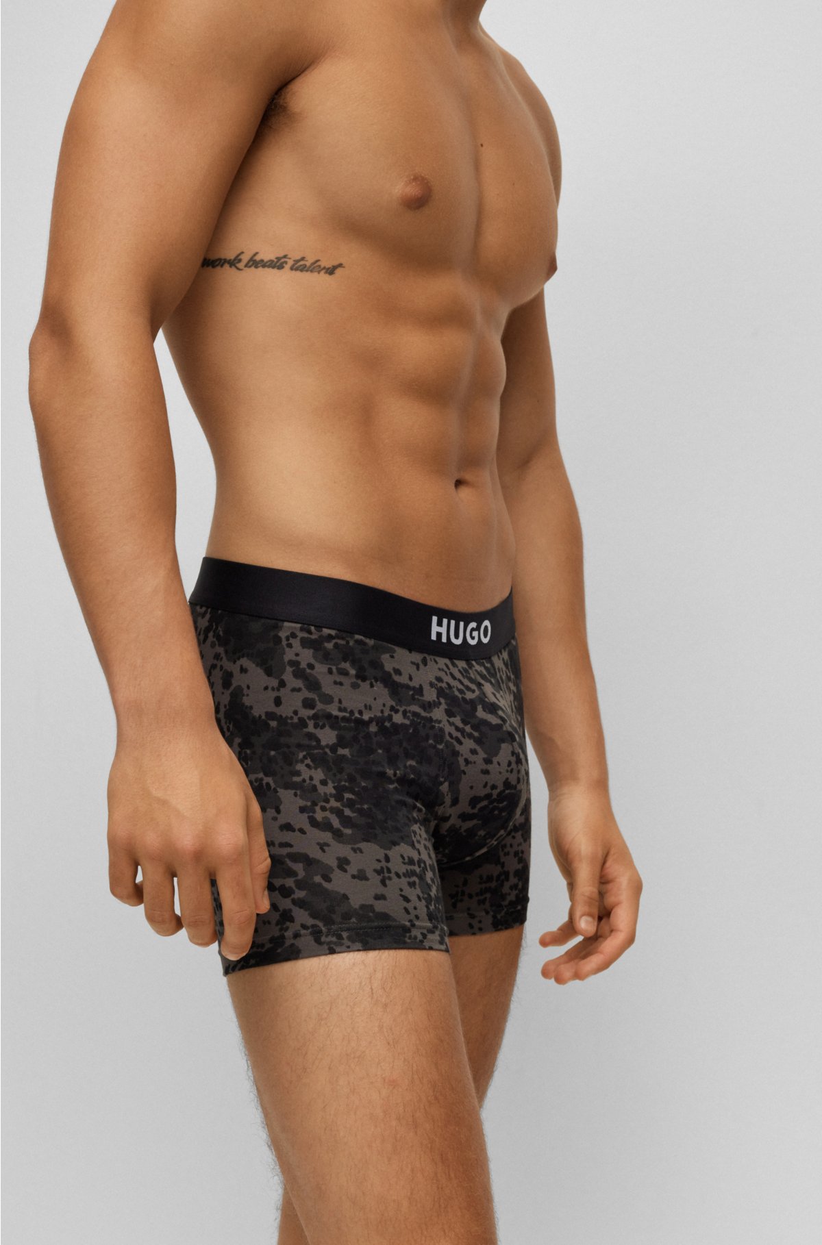 Two-pack of boxer briefs with logo waistbands, Patterned