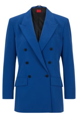 HUGO - Relaxed-fit double-breasted jacket in stretch fabric