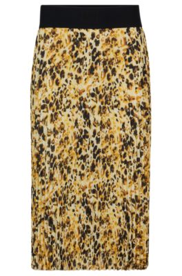 Hugo Boss Logo-waistband Pliss Skirt With Watercolor Print In Patterned