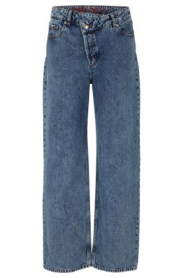 BOSS - Relaxed-fit jeans in beige-tinted blue stretch denim