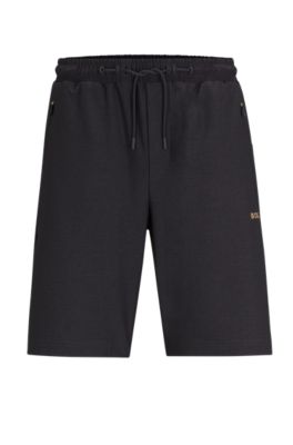 Hugo Boss Regular-fit Shorts With Decorative Reflective Pattern In Dark Grey