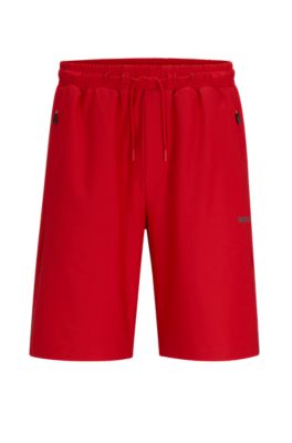 Hugo Boss Regular-fit Shorts With Decorative Reflective Pattern In Red