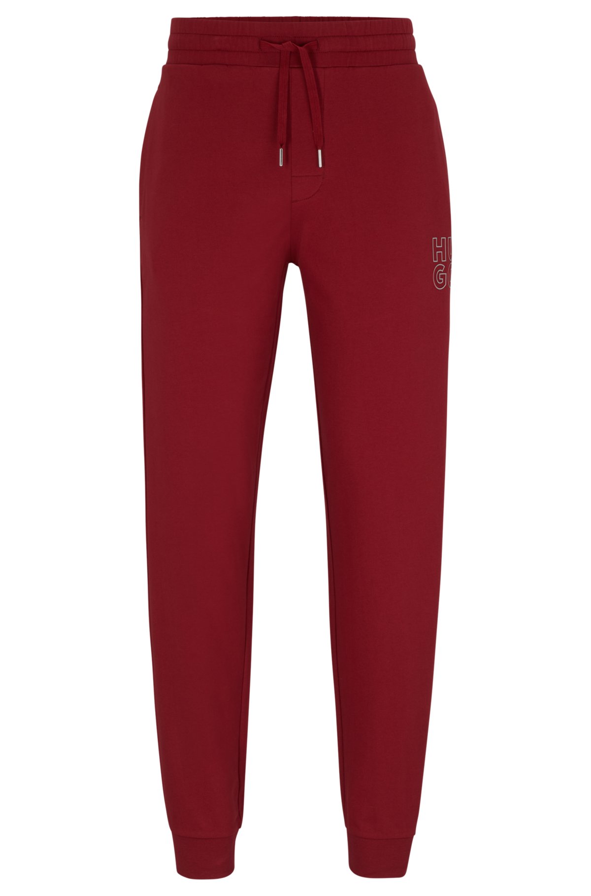 Cotton-terry tracksuit bottoms with metallic-effect logo