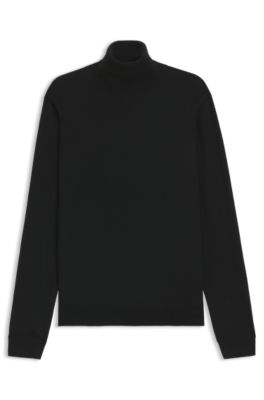 Jersey de cuello vuelto de cashmere, Negro