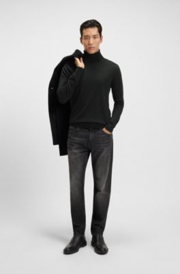 Jersey de cuello vuelto de cashmere, Negro