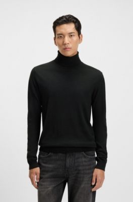 Jersey de cuello vuelto de cashmere, Negro