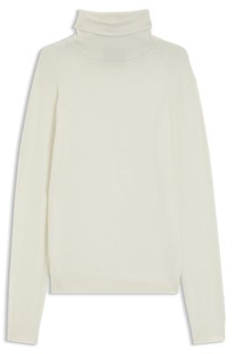 Pull &agrave; col roul&eacute; en cachemire, Blanc