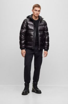 Pull Regular en laine m&eacute;lang&eacute;e &agrave; logo brod&eacute;, Noir