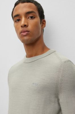 BOSS - Long-sleeved polo shirt in Italian regenerative wool