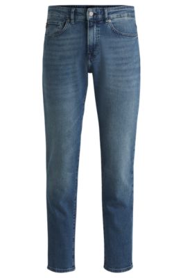 BOSS - Regular-fit jeans in mid-blue comfort-stretch denim