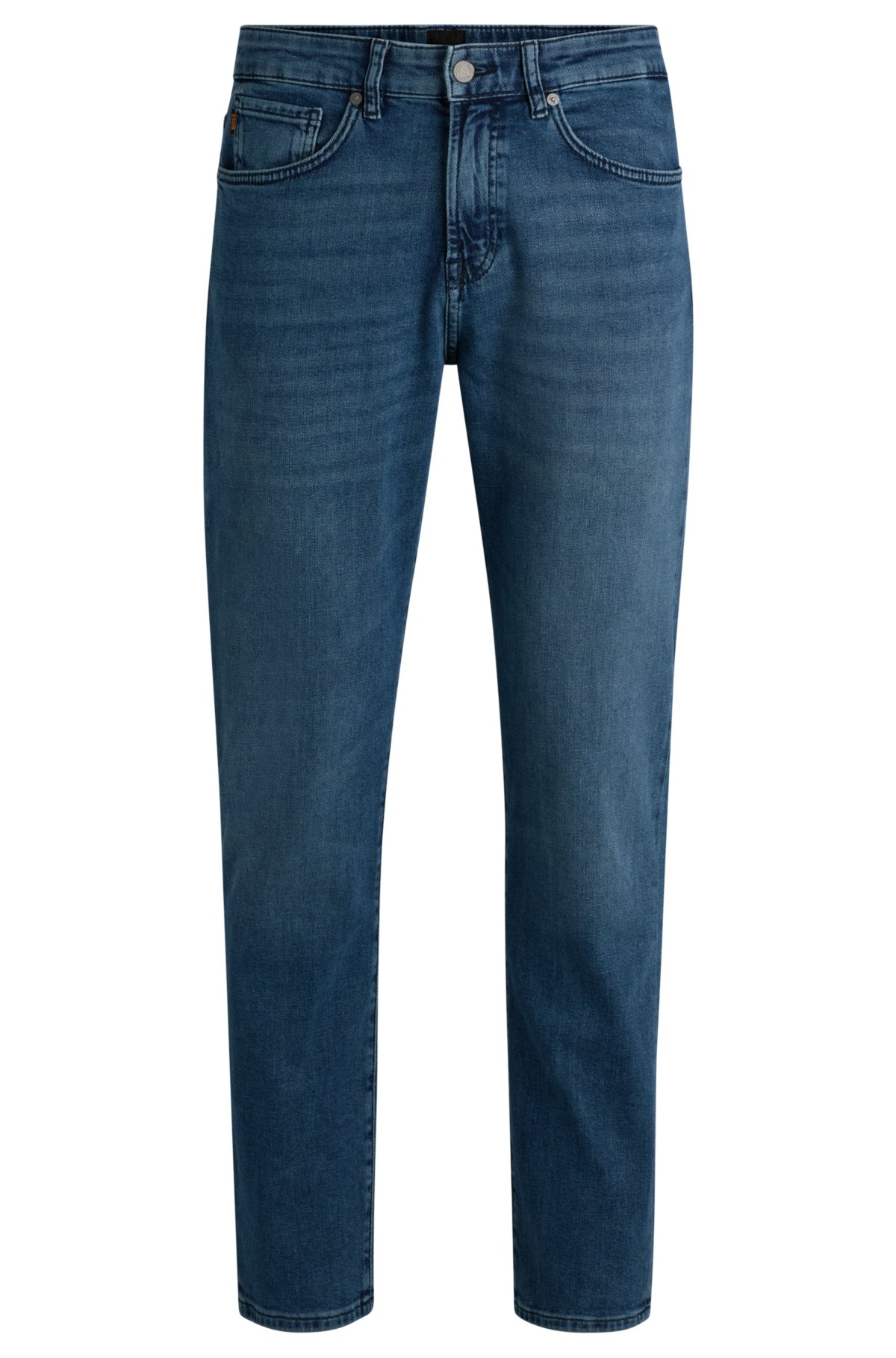 BOSS - Regular-fit jeans in mid-blue comfort-stretch denim