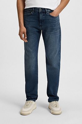 BOSS - Regular-fit jeans in mid-blue comfort-stretch denim