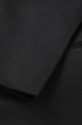 Slim-fit tuxedo suit in wool and silk, Black