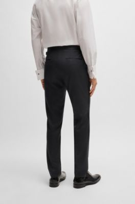 Slim-fit tuxedo suit in wool and silk, Black