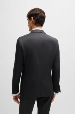 Slim-fit tuxedo suit in wool and silk, Black