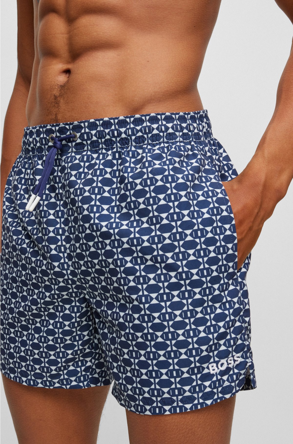 Recycled-material swim - print BOSS shorts seasonal with
