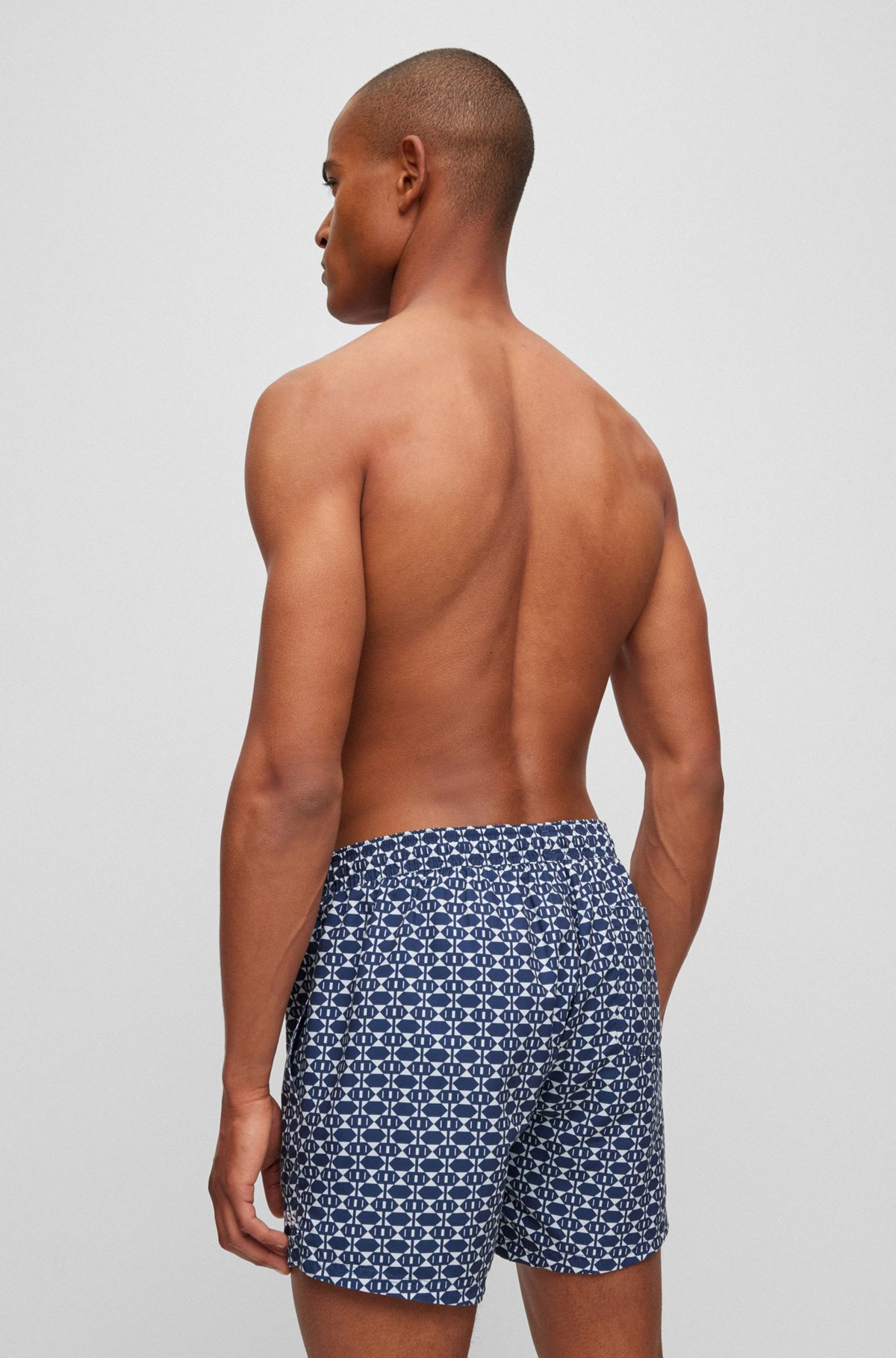 BOSS - Recycled-material swim shorts with seasonal print