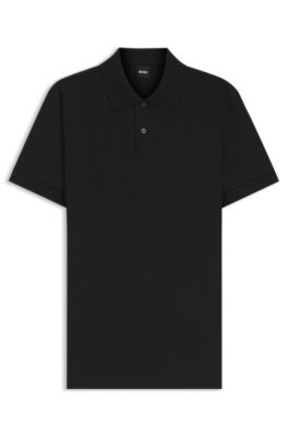 Logo-detail polo shirt in cotton piqu&eacute;, Black