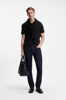 Logo-detail polo shirt in cotton piqu&eacute;, Black