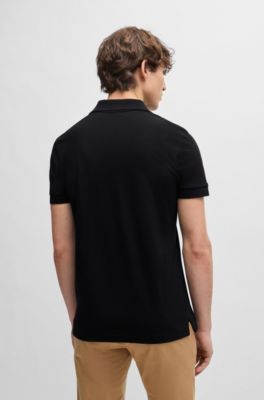 Logo-detail polo shirt in cotton piqu&eacute;, Black