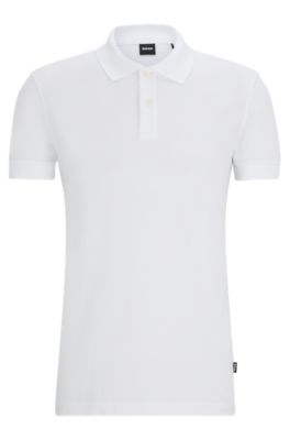 Logo-detail polo shirt in cotton piqu&eacute;, White