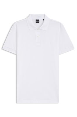 Logo-detail polo shirt in cotton piqu&eacute;, White