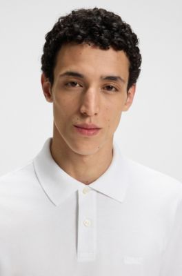 Logo-detail polo shirt in cotton piqu&eacute;, White