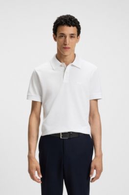 Logo-detail polo shirt in cotton piqu&eacute;, White