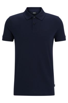 Logo-detail polo shirt in cotton piqu&eacute;, Dark Blue