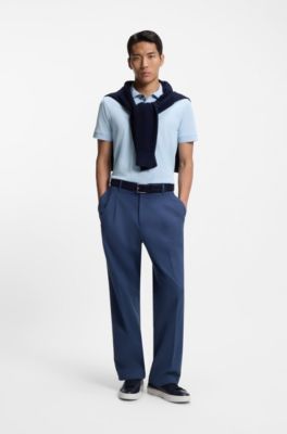 Logo-detail polo shirt in cotton piqu&eacute;, Dark Blue