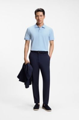 Polo de punto de piqu&eacute; de algod&oacute;n con detalle de logo, Azul oscuro