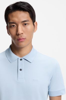 Logo-detail polo shirt in cotton piqu&eacute;, Dark Blue